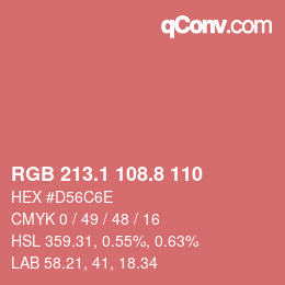 カラーコード: RGB 213.1 108.8 110 | qconv.com