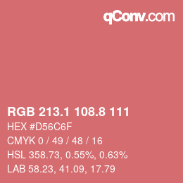 カラーコード: RGB 213.1 108.8 111 | qconv.com