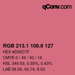 カラーコード: RGB 213.1 108.8 127 | qconv.com
