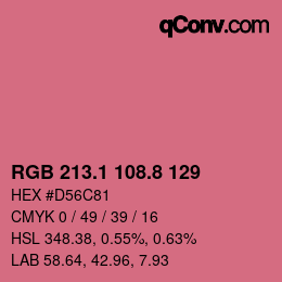 カラーコード: RGB 213.1 108.8 129 | qconv.com