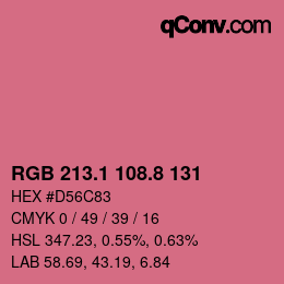 カラーコード: RGB 213.1 108.8 131 | qconv.com