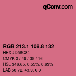 カラーコード: RGB 213.1 108.8 132 | qconv.com
