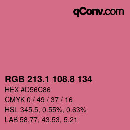 カラーコード: RGB 213.1 108.8 134 | qconv.com