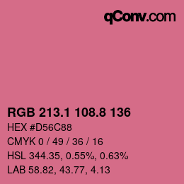カラーコード: RGB 213.1 108.8 136 | qconv.com