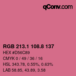 カラーコード: RGB 213.1 108.8 137 | qconv.com