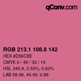 カラーコード: RGB 213.1 108.8 142 | qconv.com
