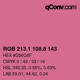 カラーコード: RGB 213.1 108.8 143 | qconv.com
