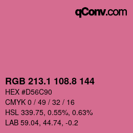 カラーコード: RGB 213.1 108.8 144 | qconv.com