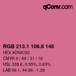 カラーコード: RGB 213.1 108.8 146 | qconv.com