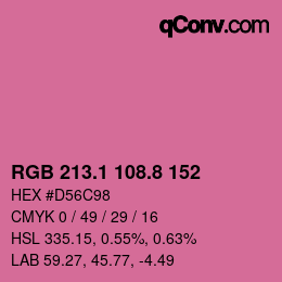 カラーコード: RGB 213.1 108.8 152 | qconv.com