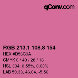 カラーコード: RGB 213.1 108.8 154 | qconv.com