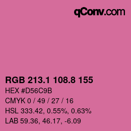 カラーコード: RGB 213.1 108.8 155 | qconv.com