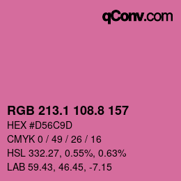 カラーコード: RGB 213.1 108.8 157 | qconv.com