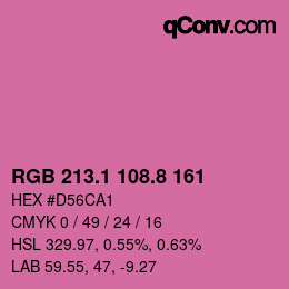 カラーコード: RGB 213.1 108.8 161 | qconv.com
