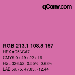 カラーコード: RGB 213.1 108.8 167 | qconv.com