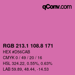 カラーコード: RGB 213.1 108.8 171 | qconv.com