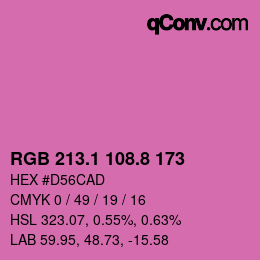カラーコード: RGB 213.1 108.8 173 | qconv.com