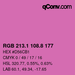 カラーコード: RGB 213.1 108.8 177 | qconv.com