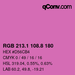 カラーコード: RGB 213.1 108.8 180 | qconv.com