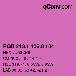 カラーコード: RGB 213.1 108.8 184 | qconv.com