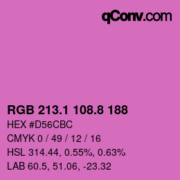 カラーコード: RGB 213.1 108.8 188 | qconv.com