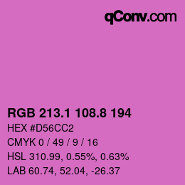 カラーコード: RGB 213.1 108.8 194 | qconv.com