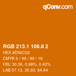 カラーコード: RGB 213.1 108.8 2 | qconv.com