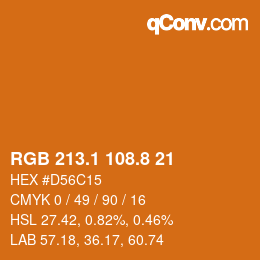 カラーコード: RGB 213.1 108.8 21 | qconv.com
