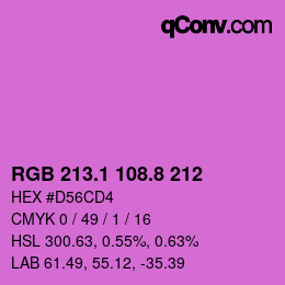 カラーコード: RGB 213.1 108.8 212 | qconv.com