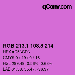 カラーコード: RGB 213.1 108.8 214 | qconv.com