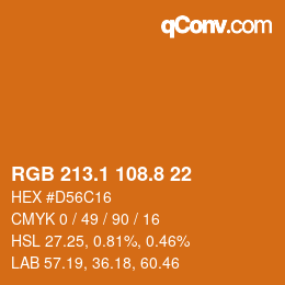 Color code: RGB 213.1 108.8 22 | qconv.com