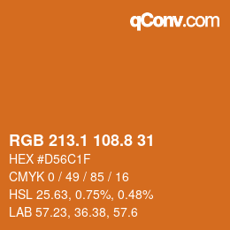 Color code: RGB 213.1 108.8 31 | qconv.com