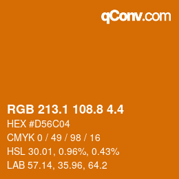 カラーコード: RGB 213.1 108.8 4.4 | qconv.com