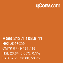 Color code: RGB 213.1 108.8 41 | qconv.com