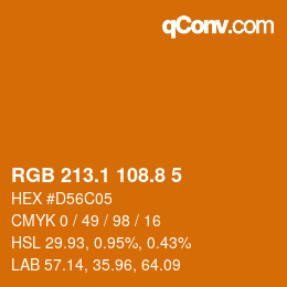カラーコード: RGB 213.1 108.8 5 | qconv.com