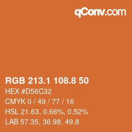 Color code: RGB 213.1 108.8 50 | qconv.com