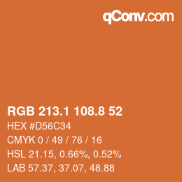 Color code: RGB 213.1 108.8 52 | qconv.com