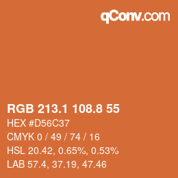 カラーコード: RGB 213.1 108.8 55 | qconv.com