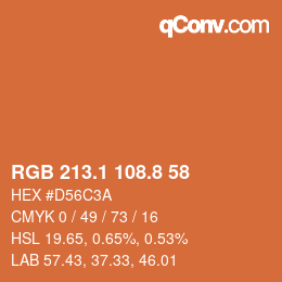 カラーコード: RGB 213.1 108.8 58 | qconv.com