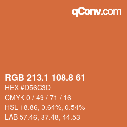 Color code: RGB 213.1 108.8 61 | qconv.com