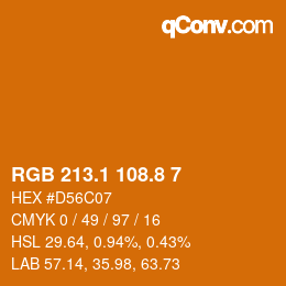 カラーコード: RGB 213.1 108.8 7 | qconv.com