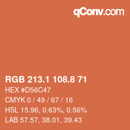 Color code: RGB 213.1 108.8 71 | qconv.com