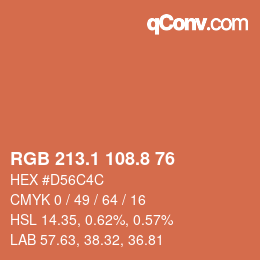 Color code: RGB 213.1 108.8 76 | qconv.com