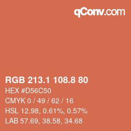 Color code: RGB 213.1 108.8 80 | qconv.com