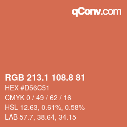 Color code: RGB 213.1 108.8 81 | qconv.com