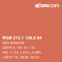 Color code: RGB 213.1 108.8 84 | qconv.com