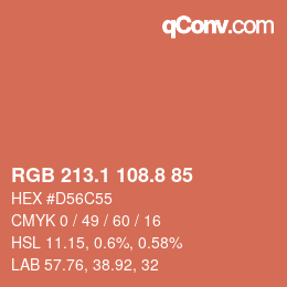 Color code: RGB 213.1 108.8 85 | qconv.com