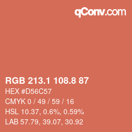 カラーコード: RGB 213.1 108.8 87 | qconv.com
