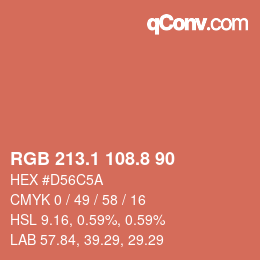 Color code: RGB 213.1 108.8 90 | qconv.com