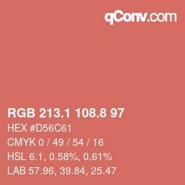 カラーコード: RGB 213.1 108.8 97 | qconv.com